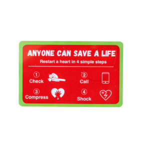 Picture of a first aid card explaining how to save a live